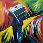 Carrying my own space within me, 2026, acrylique sur toile, 50 x 50 cm. © Thoe Htein